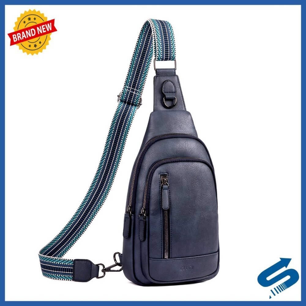 Faux Leather Crossbody Sling Bag Multi-Pocket Adjustable Strap Lightweight